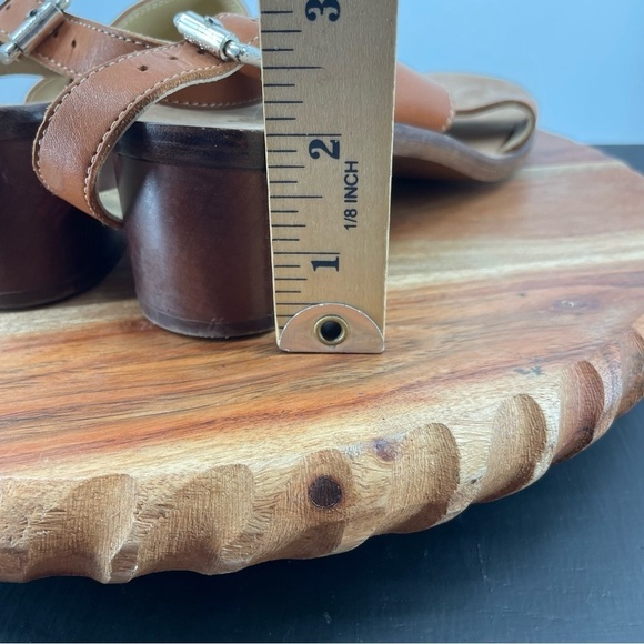 Michael Kors 100% brown Leather Designer Collection Sandals Sz 8 silver hardware - Picture 6 of 7